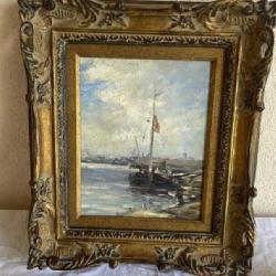 Signed Gesso Frame Oil painting , 14 x 17 inches