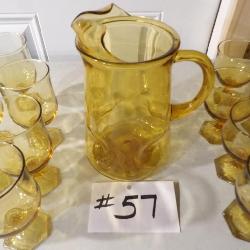 group) Amber pitcher and glasses