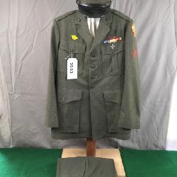 WW2 USMC Corporal W/Insignia Uniform-Jacket, Trousers, Barracks Cover, Garrison Cap & Hat