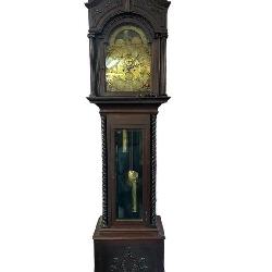 19TH CENT. HEAVY CARVED TALL CASE CLOCK