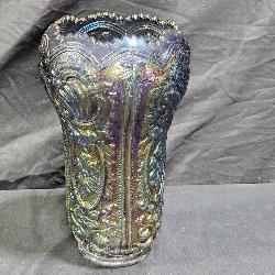 Imperial Carnival Glass Peacock Panels Vase