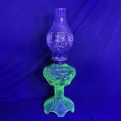 VTG Uranium Glass Oil Lamp with Chimney