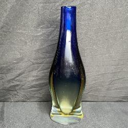 Italian Art Glass Sommers Blue & Yellow Vase