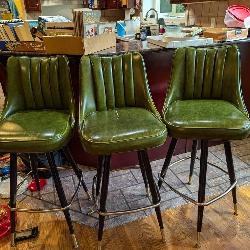(3) mcm bar stools with backs