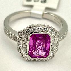 GIA Platinum Sapphire & Diamond Ring