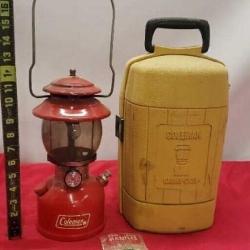 Vintage Red Coleman Camp Lantern with hard case