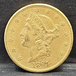 1891 S Twenty Dollar DBL Eagle Gold Coin