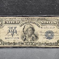 1899 Silver Certificate w Indian 5 Dollar Currency