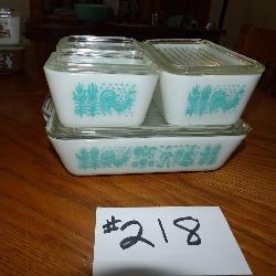 Pyrex turquoise amish butterprint refrig. dishes