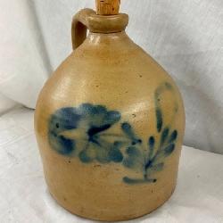 EARLY 1G. PA POTTERY JUG W/ BLUE COBALT