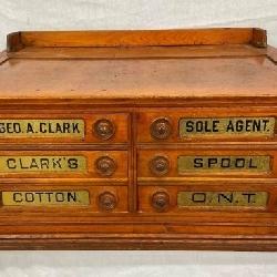 NICE OAK CLARKS COUNTER SPOOL CABINET 33 1/2X17 