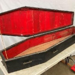 6 1/2FT. EARLY WOODEN COFFIN