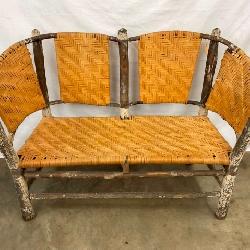 PRIM. FOLK ART DOUBLE BENCH 