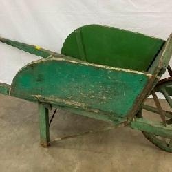 EARLY WOODEN WHEEL BARREL W/ WOODEN SPOKE WHEEL 