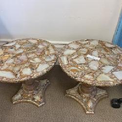 Arturo Pani MCM Onyx & Abalone End Tables