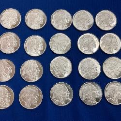 (20) 1 TROY OZ SILVER BUFFALO UNC