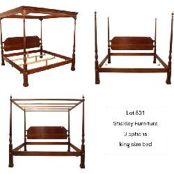 Fantastic Stickley solid cherry king size 4 poster bed, it has 3 options, comes with a full molded canopy, a full open ladder canopy or use as a 4 poster bed with finials www.SouthJerseyAuction.com