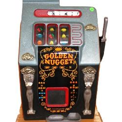 Working Mills Golden Nugget .25 cent slot machine, structurally sound and in good condition  www.SouthJerseyAuction.com