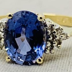 14KT YELLOW GOLD 2.54CT SAPPHIRE & .10CT DIAMOND