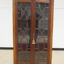 1160	OUTSTANDING ANTIQUE MAHOGANY CRYSTAL CABINET W/INDIVIDUAL PANE GLASS SIDES & DOORS ON BALL & CLAW FEET, APPROXIMATELY 17 IN X 35 IN X 86 IN HIGH