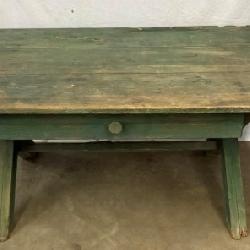 6FT. PRIM. SAWBUCK TABLE W/OLD GREEN PAINT 