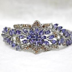 South Jersey Auction Lot 835: Solid sterling, tanzanite and pink sapphire bangle bracelet