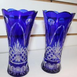 Bohemian Colbalt Blue Cut Vase