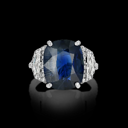 Blue Sapphire and Diamond Ring