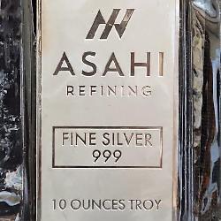 Asahi Refining 10 Troy Ounce .999 Fine Silver Bar