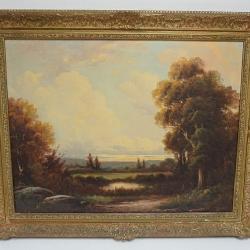 1153	OIL PAINTING ON CANVAS, LANDSCAPE, SIGNED A SPENCER APPROXIMATELY 31 IN X 26 IN OVERALL