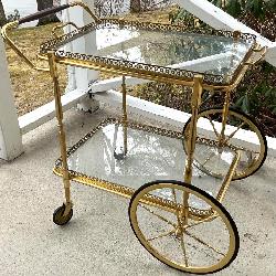 Mid Century Brass & Glass Bar Cart