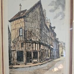 An original Etching hand-colored framed and matted in a 13.5