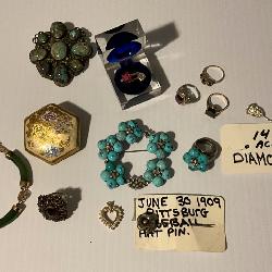 14K GOLD DIAMOND RING AND VINTAGE JEWELRY