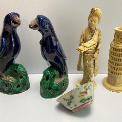 9” COLBALT BLUE CHINESE PARROTS 