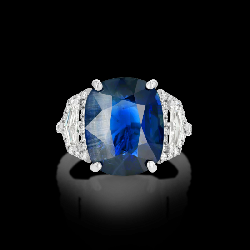 Lot #8062 Blue Sapphire & Diamond Ring -GIA Certified