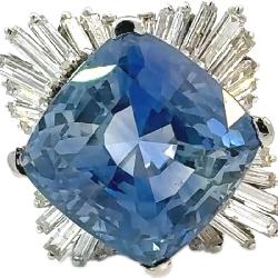 Lot #8206 Ceylon Blue Sapphire Ring with Diamonds