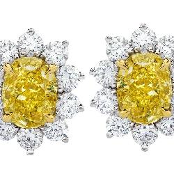 Lot #387 Fancy Yellow Diamond Earrings - GIA Certified