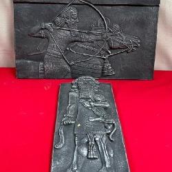 ASSYRIAN WARRIOR & GILGAMESH RELIEF SCULPTURES