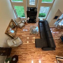 Leather sofa, sectional with lounge and recliner
