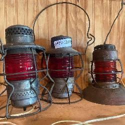 Group of (3) Railroad Lanterns with Red Globes