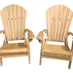 NEW pair solid teak folding miranda chairs 