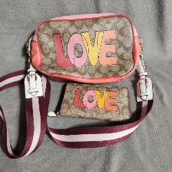 Coach Jes Crossbody In Signature Canvas and wallet With Love Print