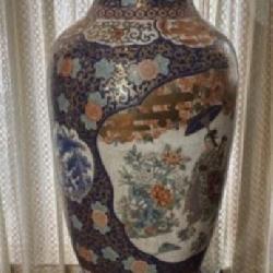 Massive Japanese Imari Style Vase & Stand