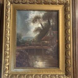 Beautiful Countryside signed Gold framed Village