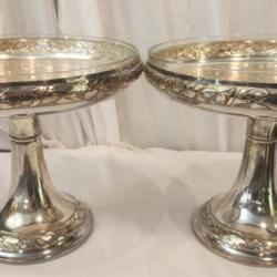 Pair of unmarked silver plate standing platters