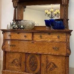 L - VINTAGE SIDEBOARD W/ MIRROR 83X48