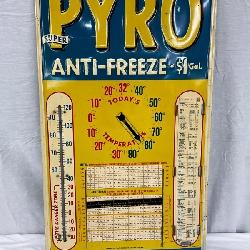 18×32 Embossed Self-Framed Metal Advertising Thermometer Featuring Pyro Anti-Freeze