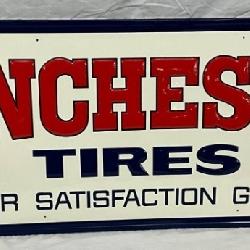 NOS Winchester Tires 54×18 Embossed Heavy Metal Sign