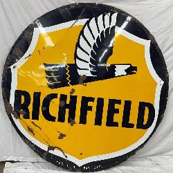 6ft Porcelain Double-Sided Richfield Gasoline Sign with Eagle Logo
