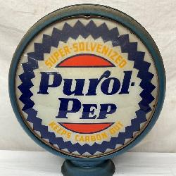 15-Inch Metal-Body Purol-Pep Gas Pump Globe with Glass Lenses